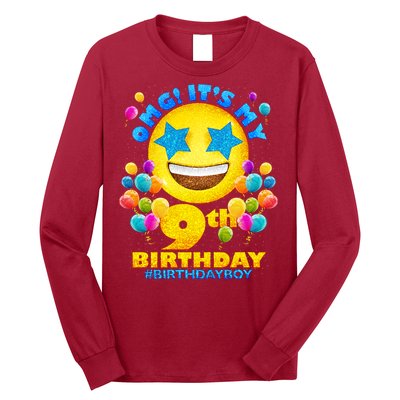Funny OMG It's My 9th Birthday #BirthdayBoy Emoji Long Sleeve Shirt