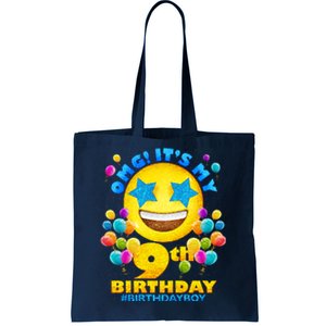 Funny OMG It's My 9th Birthday #BirthdayBoy Emoji Tote Bag