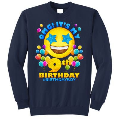 Funny OMG It's My 9th Birthday #BirthdayBoy Emoji Tall Sweatshirt