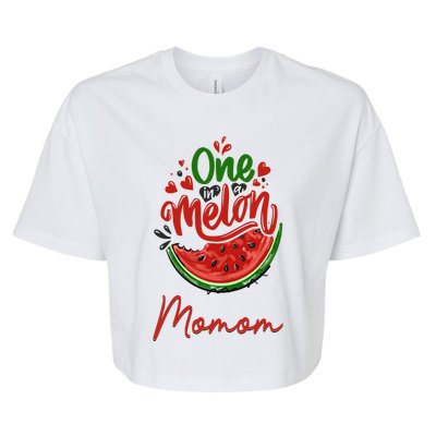 Funny One In A Melon Momom Matching Group Gift Bella+Canvas Jersey Crop Tee