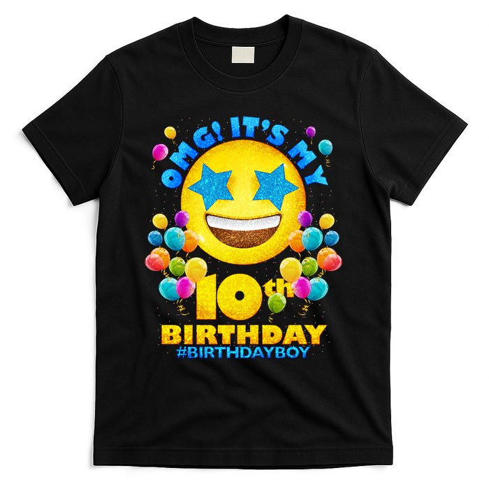 Funny OMG It's My 10th Birthday #BirthdayBoy Emoji T-Shirt