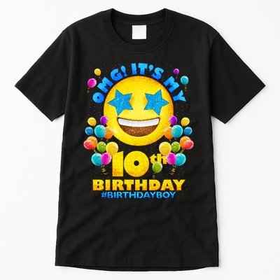 Funny OMG It's My 10th Birthday #BirthdayBoy Emoji Tall T-Shirt