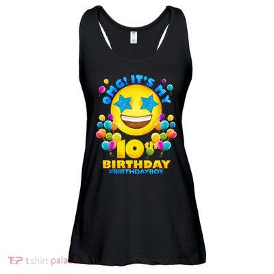 Funny OMG It's My 10th Birthday #BirthdayBoy Emoji Ladies Essential Flowy Tank