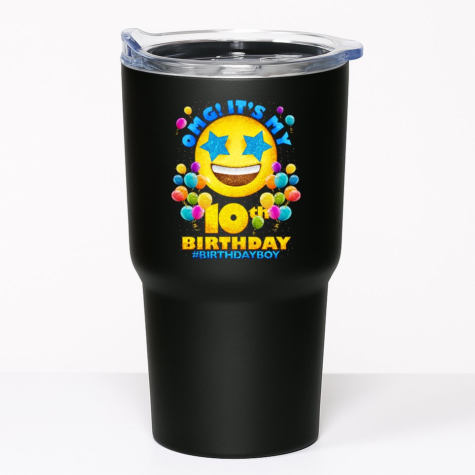 Funny OMG It's My 10th Birthday #BirthdayBoy Emoji Tumbler