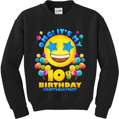 Funny OMG It's My 10th Birthday #BirthdayBoy Emoji Kids Sweatshirt