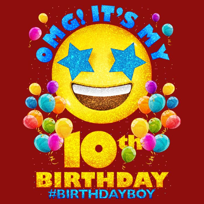 Funny OMG It's My 10th Birthday #BirthdayBoy Emoji Cooling Performance Crew T-Shirt