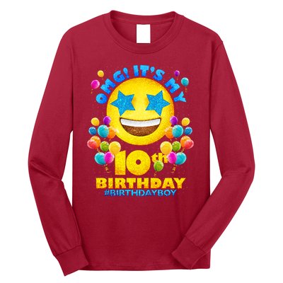 Funny OMG It's My 10th Birthday #BirthdayBoy Emoji Long Sleeve Shirt