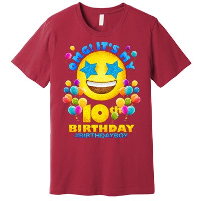 Funny OMG It's My 10th Birthday #BirthdayBoy Emoji Premium T-Shirt