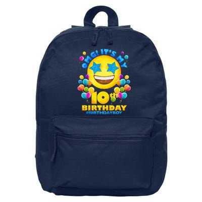 Funny OMG It's My 10th Birthday #BirthdayBoy Emoji 16 in Basic Backpack