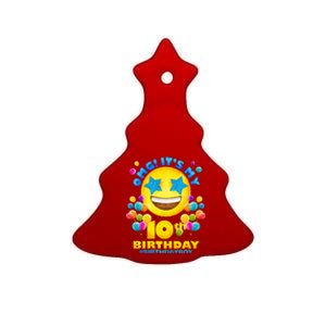 Funny OMG It's My 10th Birthday #BirthdayBoy Emoji Ceramic Tree Ornament