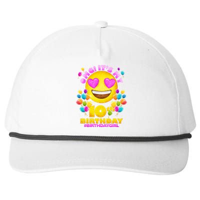 Funny OMG It's My 10th Birthday #BirthdayGirl Emoji Snapback Five-Panel Rope Hat