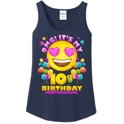 Funny OMG It's My 10th Birthday #BirthdayGirl Emoji Ladies Essential Tank