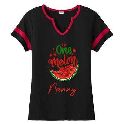 Funny One In A Melon Nanny Matching Group Gift Ladies Halftime Notch Neck Tee