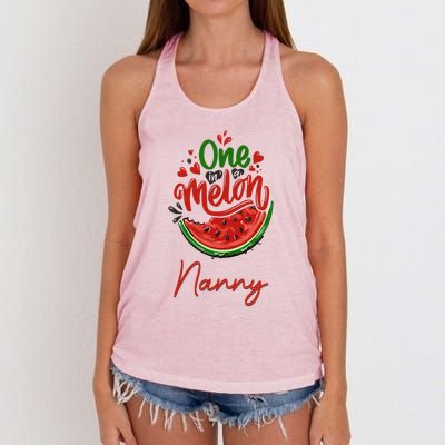 Funny One In A Melon Nanny Matching Group Gift Women's Knotted Racerback Tank