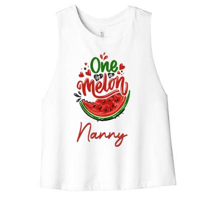 Funny One In A Melon Nanny Matching Group Gift Women's Racerback Cropped Tank