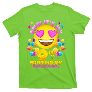 Funny OMG It's My 9th Birthday #BirthdayGirl Emoji T-Shirt