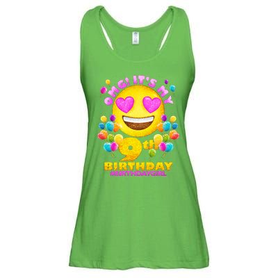 Funny OMG It's My 9th Birthday #BirthdayGirl Emoji Ladies Essential Flowy Tank