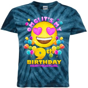 Funny OMG It's My 9th Birthday #BirthdayGirl Emoji Kids Tie-Dye T-Shirt