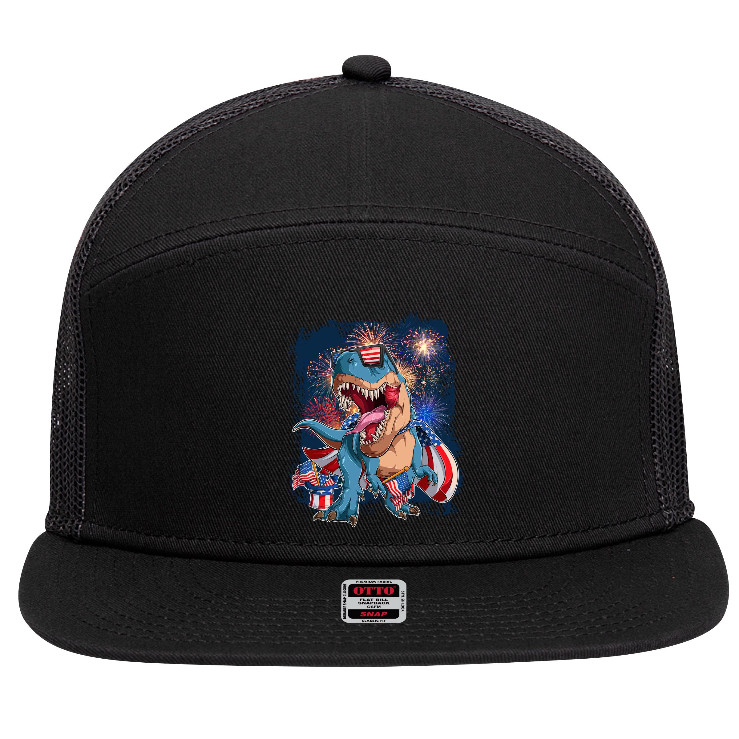 Fourth Of July USA American Flag Trex 7 Panel Mesh Trucker Snapback Hat