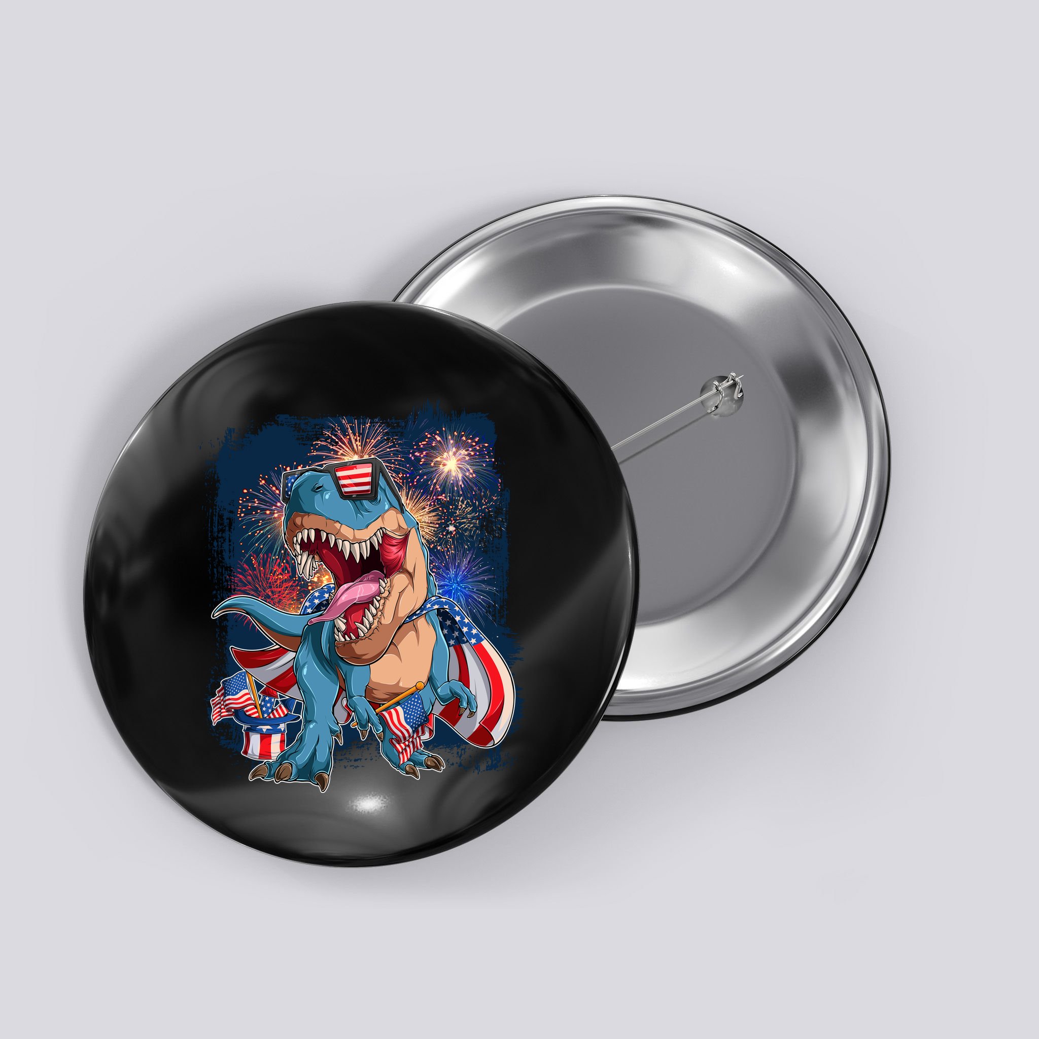 Fourth Of July USA American Flag Trex Button
