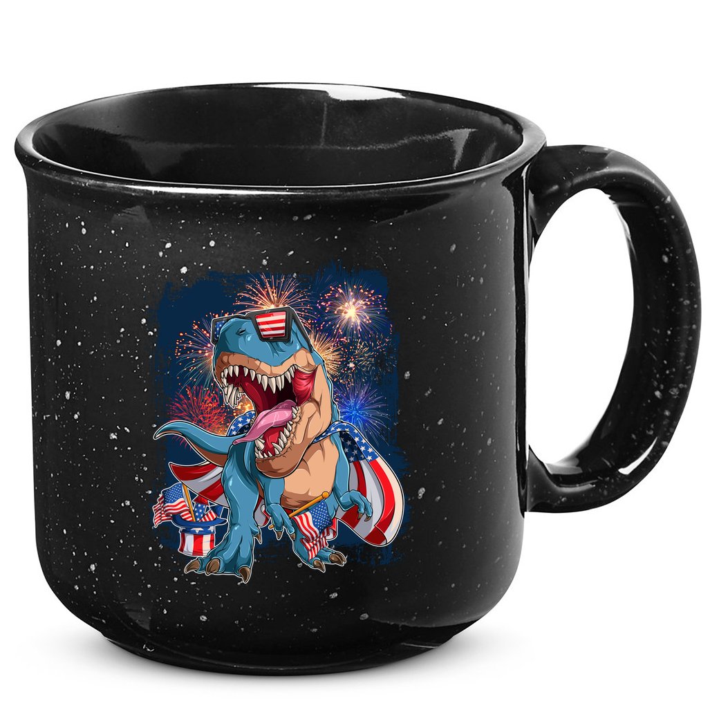 Fourth Of July USA American Flag Trex 15oz Campfire Ceramic Mug