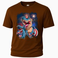 Fourth Of July USA American Flag Trex Cooling Performance Crew T-Shirt