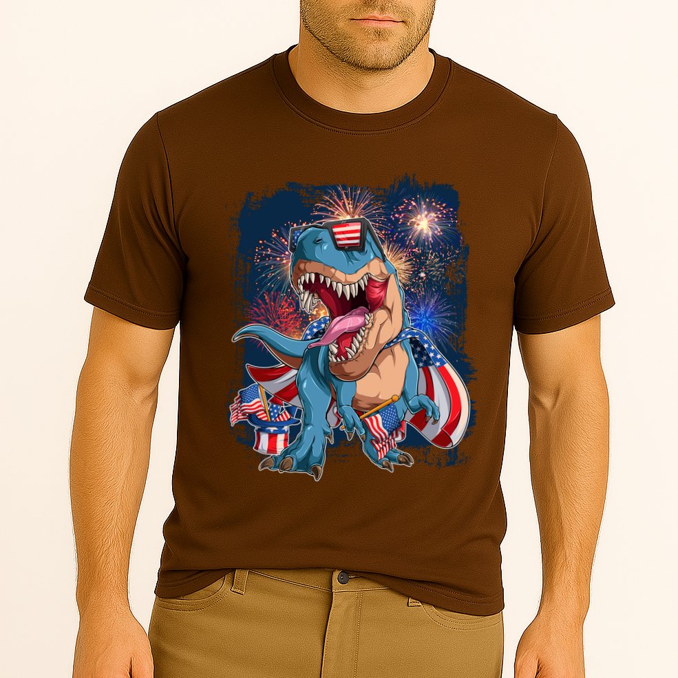 Fourth Of July USA American Flag Trex Cooling Performance Crew T-Shirt
