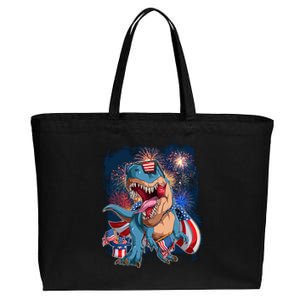 Fourth Of July USA American Flag Trex Cotton Canvas Jumbo Tote