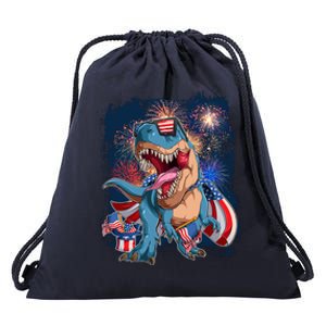 Fourth Of July USA American Flag Trex Drawstring Bag