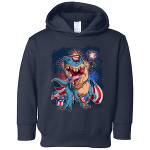 Fourth Of July USA American Flag Trex Toddler Hoodie