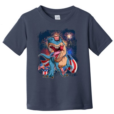 Fourth Of July USA American Flag Trex Toddler T-Shirt