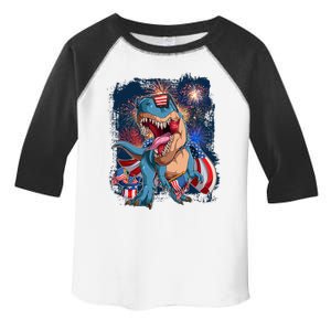 Fourth Of July USA American Flag Trex Toddler Fine Jersey T-Shirt