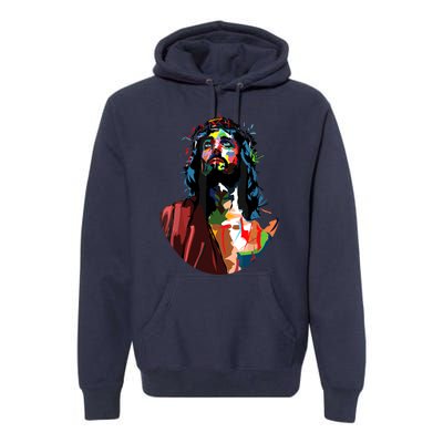 Face Of Jesus Christ Crown Of Thorns Catholic Faith Premium Hoodie