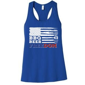 Fourth Of July Bbq Beer Freedom America Party American Flag Gift Women's Racerback Tank