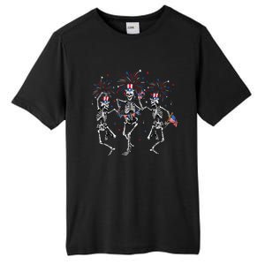 Fourth Of July Skellies Skeletons Dancing With American Flag Cool Gift Tall Fusion ChromaSoft Performance T-Shirt