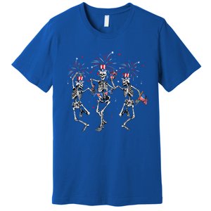 Fourth Of July Skellies Skeletons Dancing With American Flag Cool Gift Premium T-Shirt