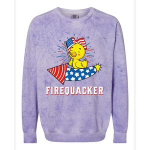 Fourth of July USA Patriotic Firecracker Rubber Duck Colorblast Crewneck Sweatshirt