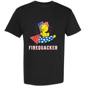 Fourth of July USA Patriotic Firecracker Rubber Duck Garment-Dyed Heavyweight T-Shirt