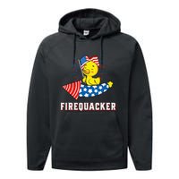 Fourth of July USA Patriotic Firecracker Rubber Duck Performance Fleece Hoodie