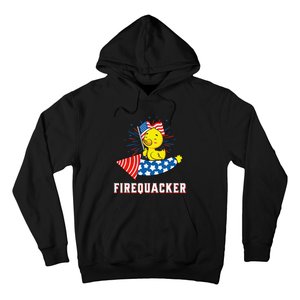 Fourth of July USA Patriotic Firecracker Rubber Duck Hoodie