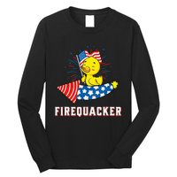 Fourth of July USA Patriotic Firecracker Rubber Duck Long Sleeve Shirt