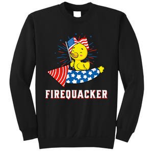 Fourth of July USA Patriotic Firecracker Rubber Duck Sweatshirt