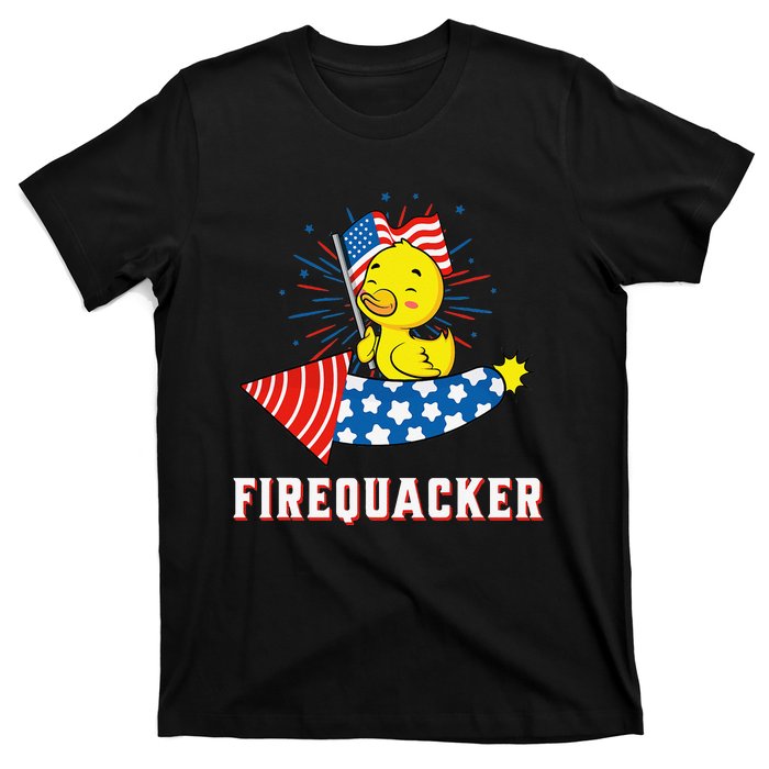 Fourth of July USA Patriotic Firecracker Rubber Duck T-Shirt