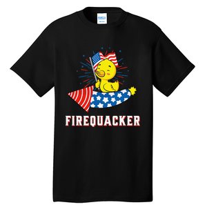 Fourth of July USA Patriotic Firecracker Rubber Duck Tall T-Shirt