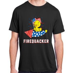 Fourth of July USA Patriotic Firecracker Rubber Duck Adult ChromaSoft Performance T-Shirt