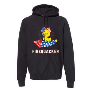 Fourth of July USA Patriotic Firecracker Rubber Duck Premium Hoodie