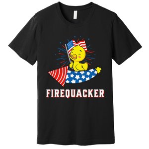 Fourth of July USA Patriotic Firecracker Rubber Duck Premium T-Shirt