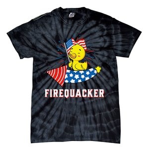 Fourth of July USA Patriotic Firecracker Rubber Duck Tie-Dye T-Shirt