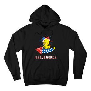 Fourth of July USA Patriotic Firecracker Rubber Duck Tall Hoodie