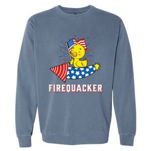 Fourth of July USA Patriotic Firecracker Rubber Duck Garment-Dyed Sweatshirt